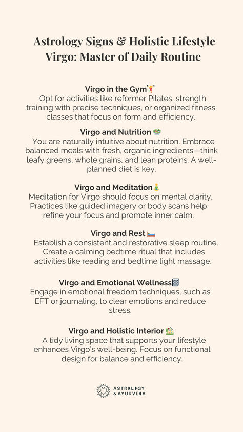 As the 6th sign of the Zodiac, Virgo excels in daily routines and has a keen intuition for health and nutrition. Employ Virgo’s analytical energy to craft a holistic wellness routine that supports a healthy lifestyle. Integrate mindful practices to nourish your body and soul with care. Mindful Practices, Guided Imagery, Zodiac Virgo, Restorative Sleep, Nourish Your Body, Body Scanning, Holistic Lifestyle, Sleep Routine, Balanced Meals