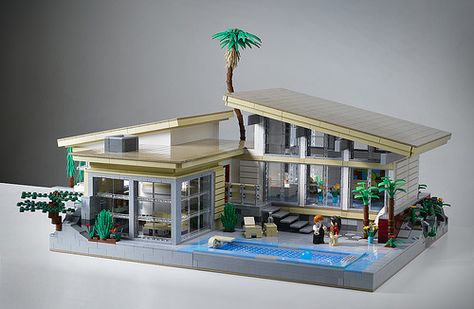 Villa Hillcrest — Pool View | Entry for LEGO Modern Home Des… | Flickr Lego Beach, Lego House Ideas, Lego Houses, Villa Architecture, Lego Designs, Gucci Baby, Lego Modular, Lego Construction, Architecture Ideas