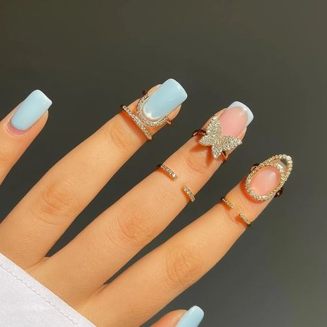 Fashion Women's Crystal Nail Cover Ring Luxury Zircon Manicure Fingertips Joint Fake Nail Rings For Women Party Jewelry Gifts - 27 silver -  #cover #Crystal #Fake #Fashion #Fingertips #Gifts #jewelry #Joint #Luxury #manicure #Nail #Party #Ring #Rings #Silver #Women #Womens #Zircon Nail Cover, Nail Rings, Women Korean Fashion, Ring Luxury, Ring Settings Types, Fashion Minimalist, Gothic Metal, Nail Ring, Butterfly Nail