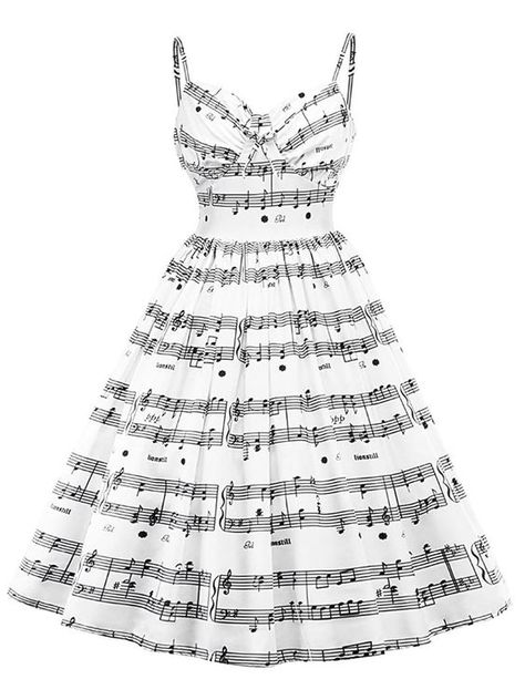 Music Note Dress, Music Outfits, 1950s Music, Retro Midi Dress, Music Dress, Retro Stage, Dress Sleeve Length, Musical Note, Music Themed