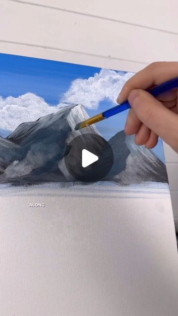 Mountain Painting For Beginners, Painting Mountains On Rocks, Beginner Oil Painting Ideas Landscapes, Acrylic Painting Mountains Tutorial, How To Paint Mountains Acrylics, Easy Landscape Painting Acrylic For Beginners, Oil Painting Landscape Beginners, Easy Mountain Painting Acrylics, Painting Mountains Acrylic