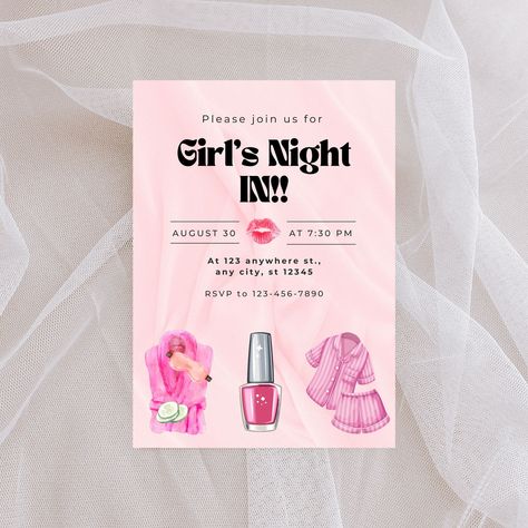 Girls Night Invitations, Pajama Party Decorations, Team Bride Logo, Pajama Party Invitations, Powerpoint Party, School Powerpoint, School Powerpoint Templates, 2000s Theme, Slumber Party Invitations