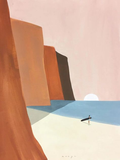 Quentin Monge’s Artistry Is Inspired By The Color Palette Of The French Riviera - IGNANT Quentin Monge, Art Minimaliste, Simple Acrylic Paintings, Minimalist Painting, Surf Art, Painting Inspo, Painting Art Projects, Diy Canvas Art, Diy Canvas