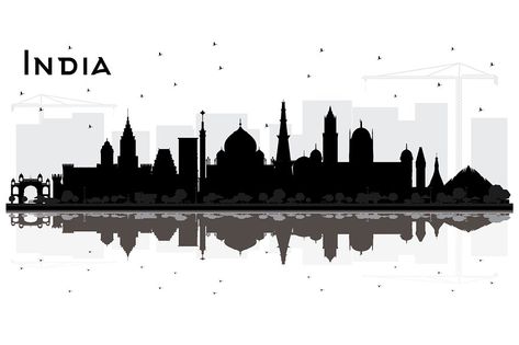 Architecture Portfolio, Black Buildings, Black Building, Laser Cut Decor, City Skyline Silhouette, Architecture Portfolio Design, Skyline Silhouette, City Silhouette, Republic Day