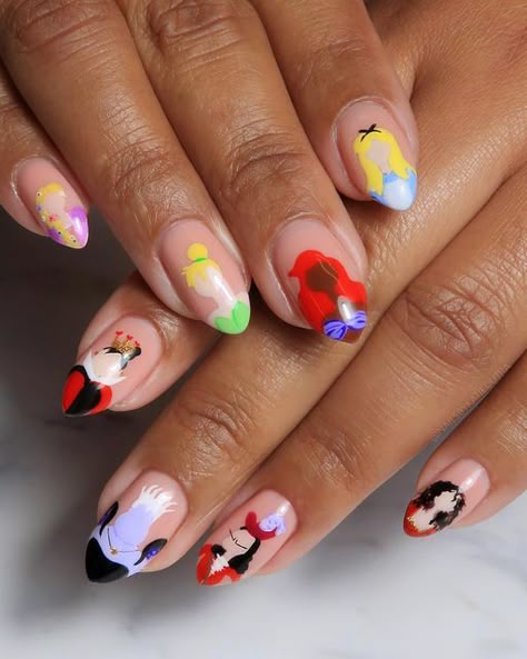 The Office Nail Art, Disney Characters Nails, Epcot Nails, Disney Villains Nails, Villains Nails, Disney Villain Nails, Disney Character Nails, Disney Cruse, Disney Manicure