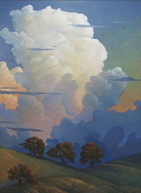 Clouds In The Sky, Oil Landscape, Cloud Art, Sky Painting, Tableau Art, Meteorology, Cloud Painting, Impressionist Art, Art Oil