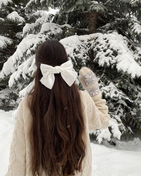 The Snow, Long Hair, A Woman, Trees, Christmas, Hair, White