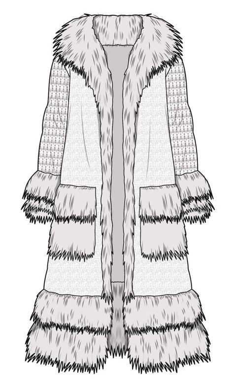 Fur Jacket Drawing, Digital Fashion Sketch, Underwater Ecosystem, Apre Ski, Fur Jacket Outfit, Fancy Sweater, Jacket Drawing, Christmas Drawings, Puffer Jacket Outfit