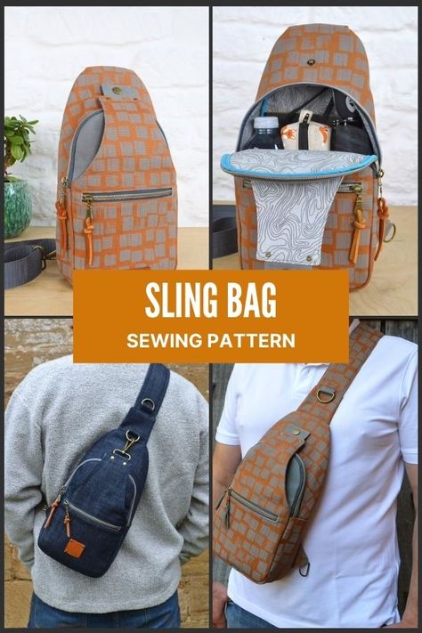 Sling Bag SEWING PATTERN - Sew Modern Bags Diy Sling Bag Pattern, Sling Bag Pattern Free, Sling Bag Sewing Pattern, Sling Bag Diy, Diy Sling Bag, Sewing Totes, Vintage Sling Bag, Sling Bag Pattern, Cross Body Sling Bag