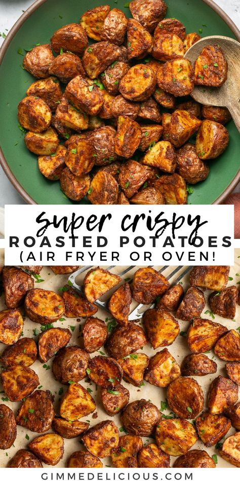 Roasted Baby Potatoes (Air Fryer or Oven) Crispy Roasted Potatoes In Air Fryer, Air Roasted Potatoes, Oven Air Fryer Potatoes, Air Fryer Petite Potatoes, Air Fryer Small Roasted Potatoes, Toasted Potatoes In Air Fryer, Tiny Potatoes In Air Fryer, Petite Gold Potato Recipe Air Fryer, Seasoned Potatoes In Air Fryer