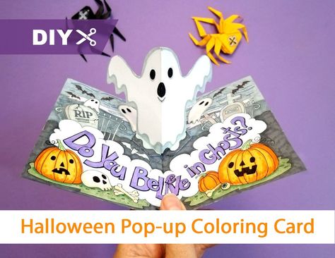 Pop Up Halloween Cards, Halloween Pop Up Cards, Diy Pop, Up Halloween, Pop Up Cards, Halloween Cards, Diy Halloween, Color Card, Printable Coloring