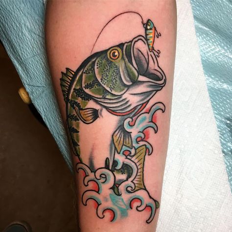 Fishing Lure Tattoo, Bass Tattoo, Georgia Tattoo, Fisherman Tattoo, Bass Fishing Tattoo, Small Fish Tattoos, Trout Tattoo, Fishing Tattoo, Koi Tattoo Sleeve