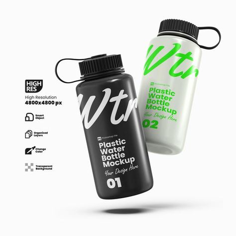 Two plastic water bottle mockup Premium ... | Premium Psd #Freepik #psd #mockup #water #sports #fitness Water Bottle Branding, Water Tshirt, Plastic Bottle Design, Water Bottle Mockup, Plastic Drink Bottles, Gym Bottle, Water Bottle Brands, Design Institute, Collateral Design