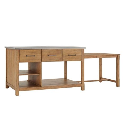 Edgar Reclaimed Wood Extended Kitchen Island Stainless Steel - Inspire Q : Target Extendable Kitchen Island, Reclaimed Kitchen Island, Reclaimed Wood Counter, Slatted Shelves, Classic Bed, Wood Counter, Kitchen Space, New Wall, Joss And Main