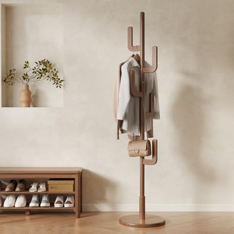 Limited-time deal: KungFuWood Coat Rack, Solid Wood Cactus Coat Rack Stand, Freestanding Coat Rack with 6 L-shaped Hooks and 3 Adjustable Sizes, Sturdy and Easy to Assemble Coat Tree for Entryway, Bedroom (Walnut) Cactus Coat Rack, Wooden Coat Rack Stand, Wood Cactus, Coat Hanger Stand, Coat Rack Stand, Entryway Coat Rack, Wooden Coat Hangers, Modern Coat Rack, Coat Tree