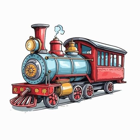 Cartoon Train Drawing, Steam Train Tattoo, Kids Painting Class, Cartoon Train, Train Tattoo, Train Cartoon, Train Clipart, Paw Patrol Birthday Theme, Train Vector