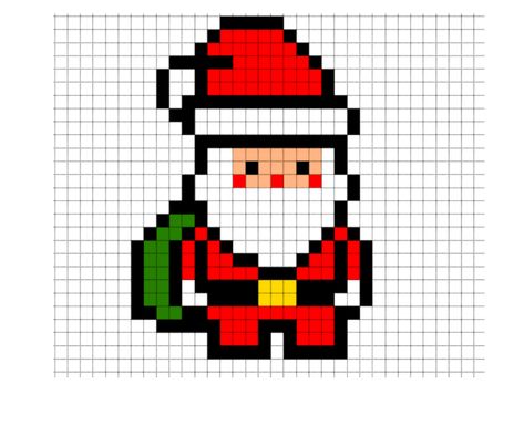 Simple Santa Claus Pixel Art Easy Pixel Art Christmas, Santa Pixel Art, Pixel Art Ideas Simple, Pixel Art Simple, Pixel Art Noel, Santa Claus Cross Stitch, Grille Pixel Art, Santa Claus Diy, Image Pixel Art