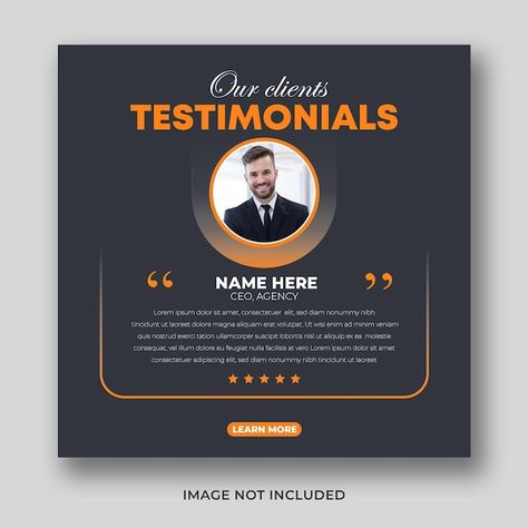 PSD customer feedback testimonial creati... | Premium Psd #Freepik #psd #feedback-post Social Media Testimonial Post, Customer Testimonials Template, Testimonial Design Ideas, Client Review Post, Testimonial Post Design, Customer Feedback Design, Review Post Design, Testimonials Design Inspiration, Customer Testimonial Design