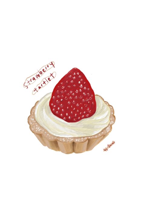 Digital painting of a strawberry tartlet Strawberry Tart Drawing, Fresco Adobe, Dessert Illustrations, Logo Sweet, Desert Drawing, Digital Art Inspiration, Desserts Drawing, Color Tutorial, Strawberry Treats