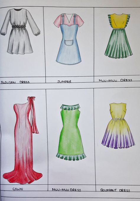 Elements Of Design In Fashion, Sleeves Designs For Dresses Drawing, Dress Fashion Sketch, Type Of Sleeves, Dress Illustration Design, Anarkali Patterns, Casual Blouse Designs, Drawing Colouring, Different Types Of Dresses