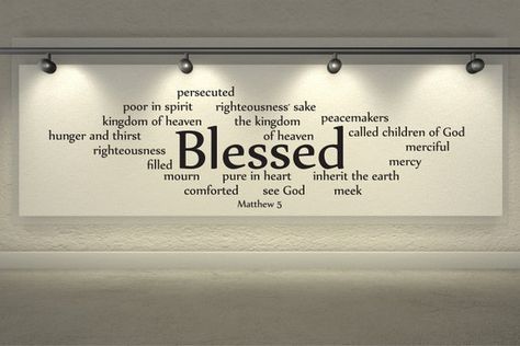 Church Stage Decor, Church Wall Decor, Sanctuary Decor, Church Foyer, The Beatitudes, Church Interior Design, Church Youth, Church Signs, Wall Art Decal