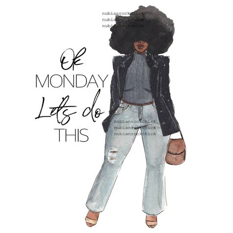 NubianRockChick© 🌌 on Instagram: “I love Monday's, something about a fresh week get's me excited and ready to attack the week. Happy Monday lovelies😘 this chica is a reject…” Monday Black Art, Productivity Wallpaper, Black Female Art, Black Queen Quotes, I Love Mondays, Luxury Quotes, Special Good Morning, Love Mondays, Monday Blessings