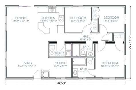 2bedroom House Plans Open Floor, Open Concept Floor Plans Ranch, 3 Bedroom Ranch Floor Plans Open Concept, 1300 Sq Ft House Plans, 1200sq Ft House Plans, Small Open Concept, Open Concept House Plans, 1200 Sq Ft House, 1500 Sq Ft House