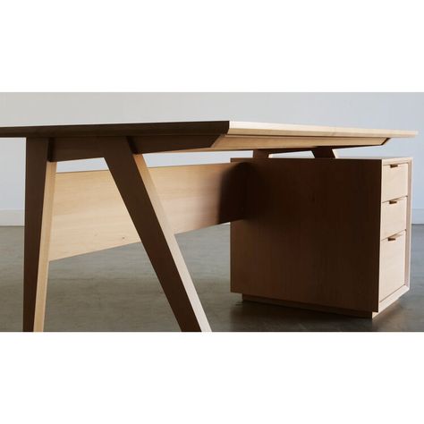 Desquire Desk Plans — Foureyes Furniture Modern Wooden Desk, Japanese Desk, Desk Stickers, Home Office Table, Office Table Design, Hardwood Table, Desk Plans, Plywood Boxes, Furniture Design Inspiration