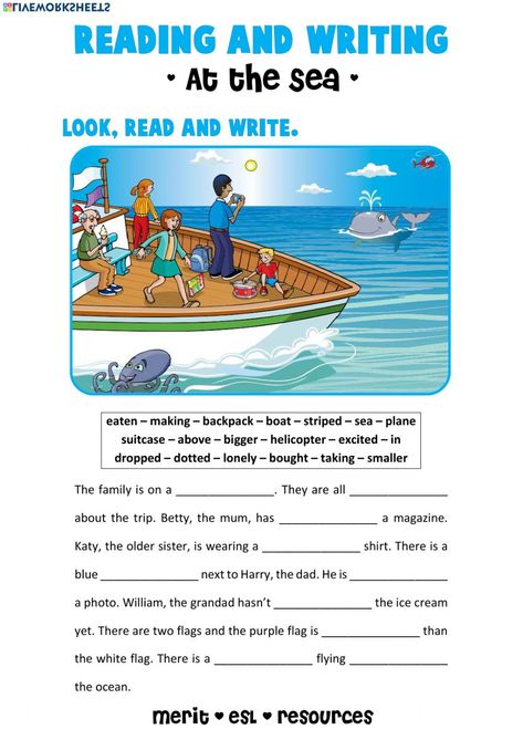 Reading And Writing Worksheets, Picture Story Writing, Cloze Passages, Puzzle English, Creative Writing For Kids, Speaking Activities English, Speech Therapy Worksheets, Writing Comprehension, Picture Comprehension