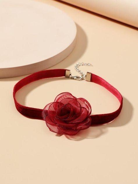 Choker Outfit, Red Choker, Rose Choker, Ribbon Choker, Embellished Fashion, Choker Chain, Flower Choker, Womens Chokers, Velvet Choker