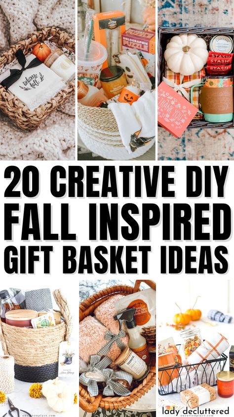 20 Creative DIY Fall Inspired Gift Basket Ideas Fall Neighbor Gift Basket, Diy Gift Baskets To Sell, Fun Gift Basket Ideas For Women, Fall Coffee Gift Basket Ideas, Simple Gift Baskets For Women, Fall Basket For Teachers, Kitchen Theme Gift Basket Ideas, Secret Pal Fall Gift Ideas, Casserole Gift Basket Ideas