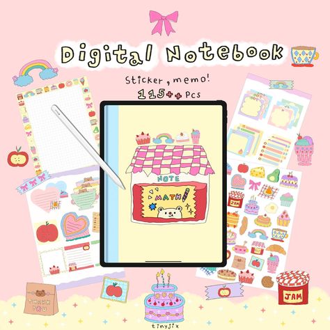 Cute Digital Notebook Goodnotes/2023Digital Planner,Paper,Cover/Kawaii Aesthetic/Student Note Taking Template/Notability/Andriod Ipad pastel plannerdeestudosgratis #coverplanner #plannerhack🍒. Good Notes Planner, Note Taking Template, Aesthetic Student, Paper App, Landscape Planner, Notebook Templates, Desain Buklet, Custom Ipad, Digital Notebook