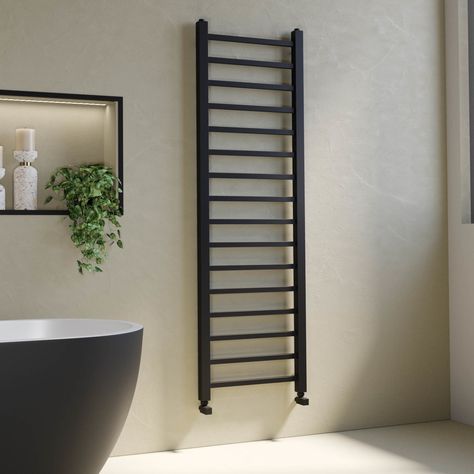 Radiator Bathroom, Toilet And Sink Unit, Black Towel Rail, Vertical Radiator, Radiators Modern, Black Radiators, Central Heating Radiators, Vertical Radiators, French Doors Patio