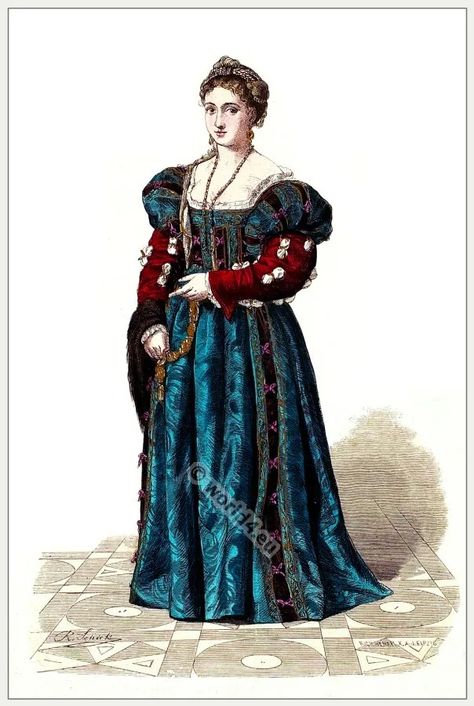 Italian noblewoman in 1520. Renaissance costume. Rennaisance Dress, 1500 Fashion, 16th Century Clothing, Tudor Fashion, Character Clothes, Court Dresses, Century Clothing, Italy Fashion, Baroque Fashion