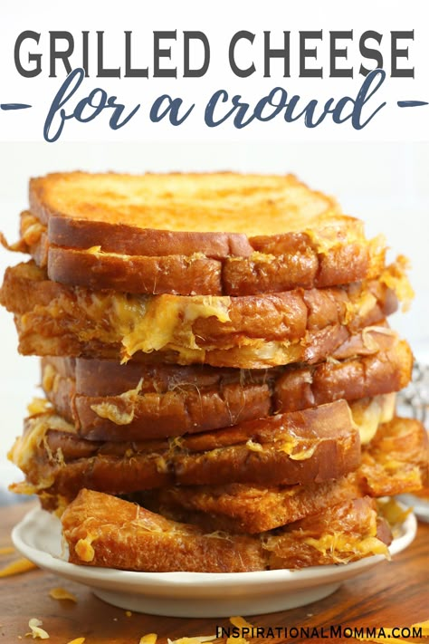 Grilled Cheese Baked In Oven, Grill Cheese In The Oven, Party Grilled Cheese, Grilled Cheese Casserole Recipes, Grilled Cheese Recipes Oven, Grilled Cheese With Shredded Cheese, Baked Cheese Sandwich, Grilled Cheese For Large Group, Grilled Cheese Sheet Pan