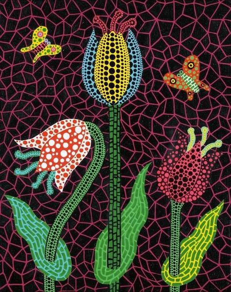 Artwork by Yayoi Kusama, Flower, Made of Acrylic on canvas Yahoo Kusama, Yayoi Kusama Flowers, Kusama Flowers, Yayoi Kasuma, Kusama Yayoi, Yayoi Kusama Art, Art Coursework, Kusama Art, View Flower