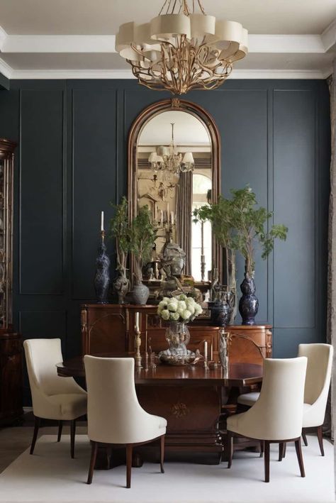 elegant dining room ideas with majestic sideboards treasured relics stewardship 1 Formal Dining Room Centerpiece Ideas, Formal Dining Room Centerpiece, 1920s Dining Room, Elegant Dining Room Ideas, Long Dining Room, Formal Dining Rooms, Dining Room Colour Schemes, Luxurious Decor, Eclectic Wallpaper