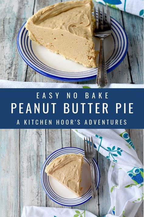 "Easy No Bake Peanut Butter Pie has 5 ingredients and whips up in under five minutes. Perfect for a backyard party or barbecue. Or just because you want some peanut butter pie. #OurFamilyTable #peanutbutterpie #nobakepie #peanutbutter #nobakedessert Peanut Butter Pie Recipe No Bake, Cherry Delight Dessert, No Bake Peanut Butter Pie, Cool Whip Pies, Easy Peanut Butter Pie, Yogurt Pie, Whipped Peanut Butter, No Bake Peanut Butter, Peanut Butter No Bake