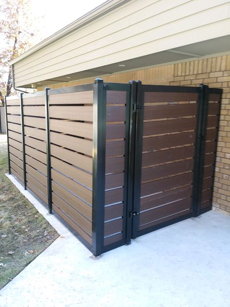 Add some spacers to your fence to create a custom look! Privacy Fence For Pool Equipment, Fence To Cover Pool Equipment, Pool Pump Enclosure Ideas Diy, Pool Equipment Fence Ideas, Pool Equipment Screen, Fence Around Pool Equipment, Pool Equipment Fence, Pool Pump Enclosure Ideas, Fenced In Patio