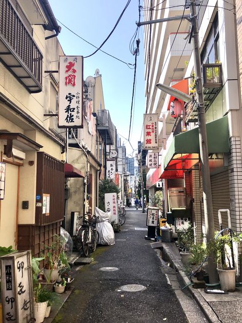 Japanese Shopping Street, Japanese Town Aesthetic, Japan Alleyway, Japanese Suburbs, Tokyo Houses, Tokyo Suburbs, Japanese Alleyway, Japan Downtown, Japanese Alley