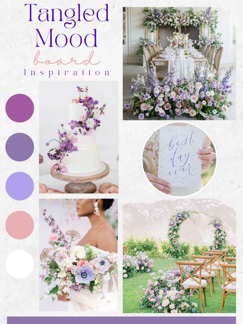 Tangled Wedding Theme Color Schemes, Disney Tangled Wedding Theme, Tangled Theme Beach Wedding, Tangled Color Scheme, Subtle Tangled Wedding, Tangled Theme Bridal Shower Ideas, Tangled Rapunzel Wedding Theme, Rapunzel Wedding Aesthetic, Tangled Wedding Color Scheme