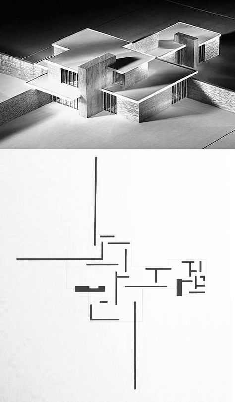 Brick Country House, Mies Van Der Rohe Architecture, Ideas For House, Architectural Model, Architecture Concept Diagram, Ludwig Mies Van Der Rohe, 3d Architecture, Building Architecture, Van Der Rohe