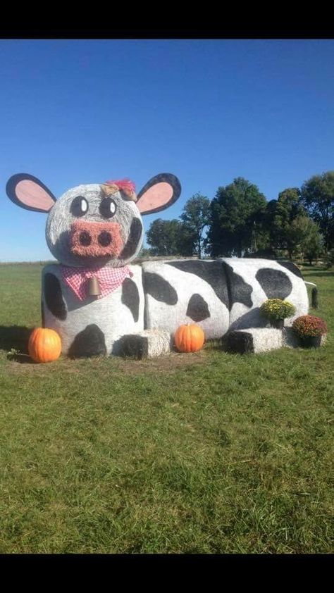 Hay Bale Decorating Ideas, Decorated Hay Bales, Hay Bale Fall Decor, Hay Bale Decor, Painted Hay Bales, Hay Bale Decorations, Hay Bale Ideas, Hay Bale Art, Pumpkin Patch Farm