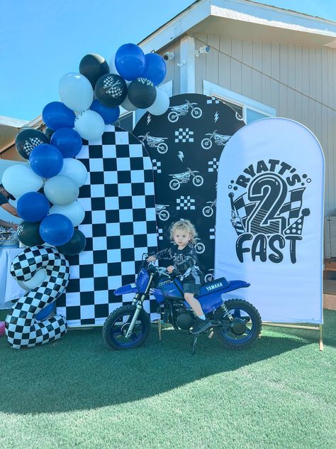 Motorcross Birthday Party Decor, Motorcycle 2nd Birthday Party, Wheelies And Donuts Birthday, Dirt Bike Birthday Party Decorations, Biker Theme Party, Dirtbike Birthday Party, 2nd Birthday Theme, Motocross Birthday Party, Motocross Birthday