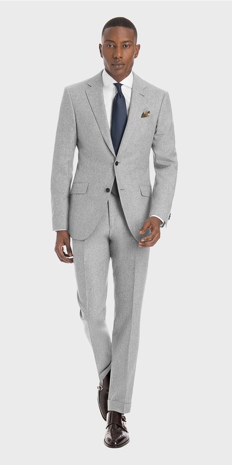 Light Grey Suit Men, Suit Color Combinations, Fitted Suits, Grey Mens Suit, Light Grey Suit, Suit Guide, Grey Suit Men, Light Grey Suits, Flannel Suit