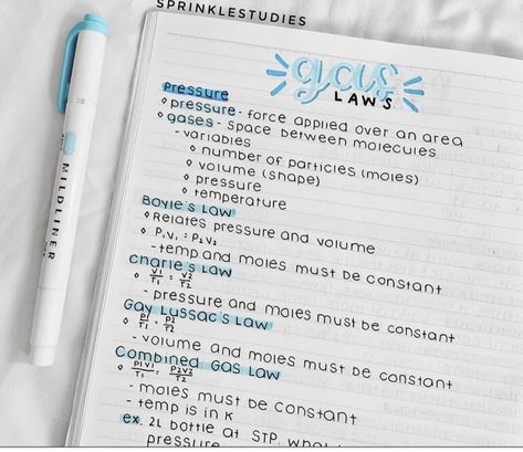 Boyle's Law Notes, Gas Laws Chemistry Notes, Mole Concept, Charles Law, Gay Lussac, Boyle's Law, Notes Inspo, Law Notes, Study Chemistry