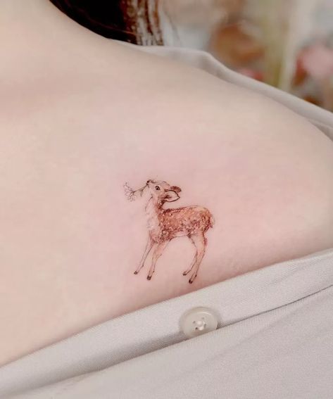 Nature Tattoos Ankle, Sun Catcher Tattoo, Deer Flower Tattoo, Fawn Tattoo, Lily Tattoo Meaning, Doe Tattoo, Delicate Tattoos For Women, Dove Tattoos, Iris Tattoo