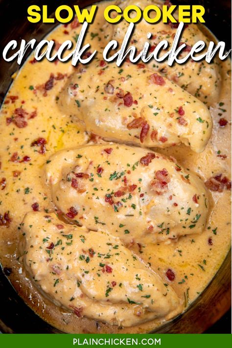 Chicken Breast Crockpot Recipes, Ranch Sauce, Crockpot Chicken Breast, Chicken And Bacon, Chicken Crockpot Recipes Easy, Ways To Cook Chicken, Plain Chicken, Crockpot Dishes, Chicken Slow Cooker Recipes