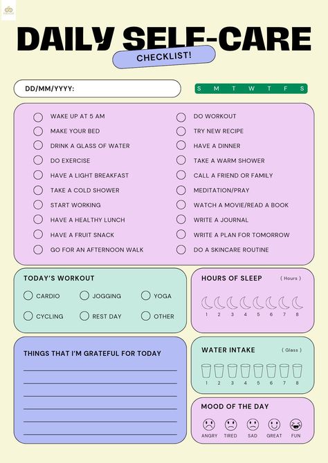 Astetic Notes, Self Care List, Bullet Journal Health, Happy Planner Free Printable, Group Counseling Activities, Life Planner Organization, Daily Routine Planner, Organization Bullet Journal