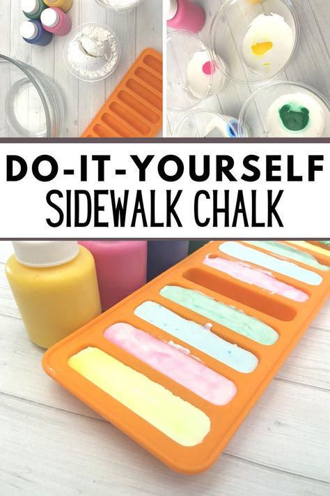 sidewalk chalk in mold, ingredients for sidewalk chalk, make your own sidewalk chalk Sidewalk Chalk Recipe, Diy Sidewalk Chalk, Diy Sidewalk, Homemade Chalk, Chalk Crafts, Diy Science Experiments, Sidewalk Chalk Art, Diy Chalk, Diy Science